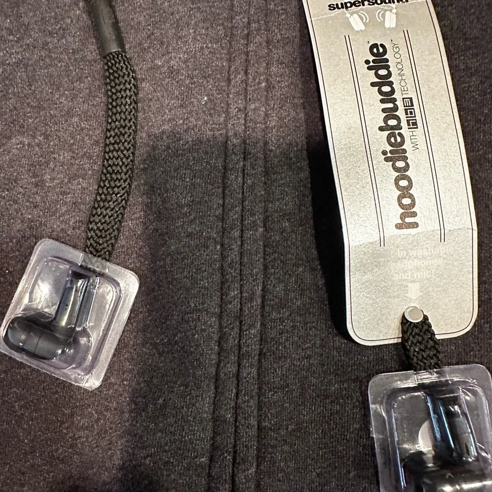 Hoodiebuddie Charcoal Zip-Up Hoodie with Earbuds - Picture 2 of 9